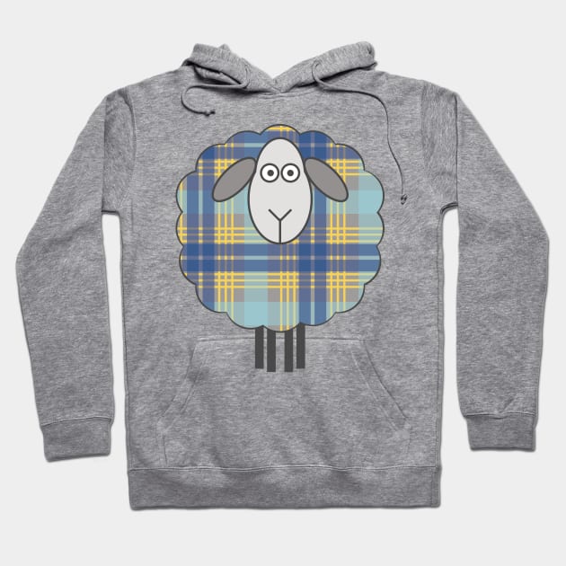 Scottish Blue and Yellow Tartan Patterned Sheep Hoodie by MacPean